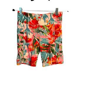 No Boundaries Size Small Biker Shorts Tropical Print Pocket Cruise Beach Workout